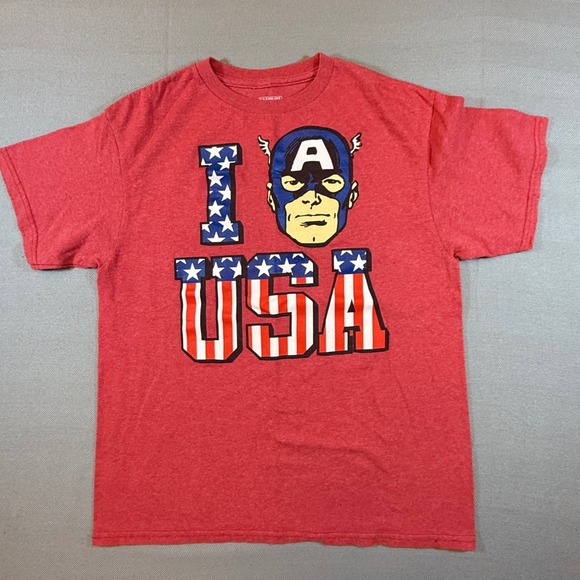 Marvel Other - Marvel Captain America I Love USA Red Graphic T-Shirt Mens Large Avengers 2026